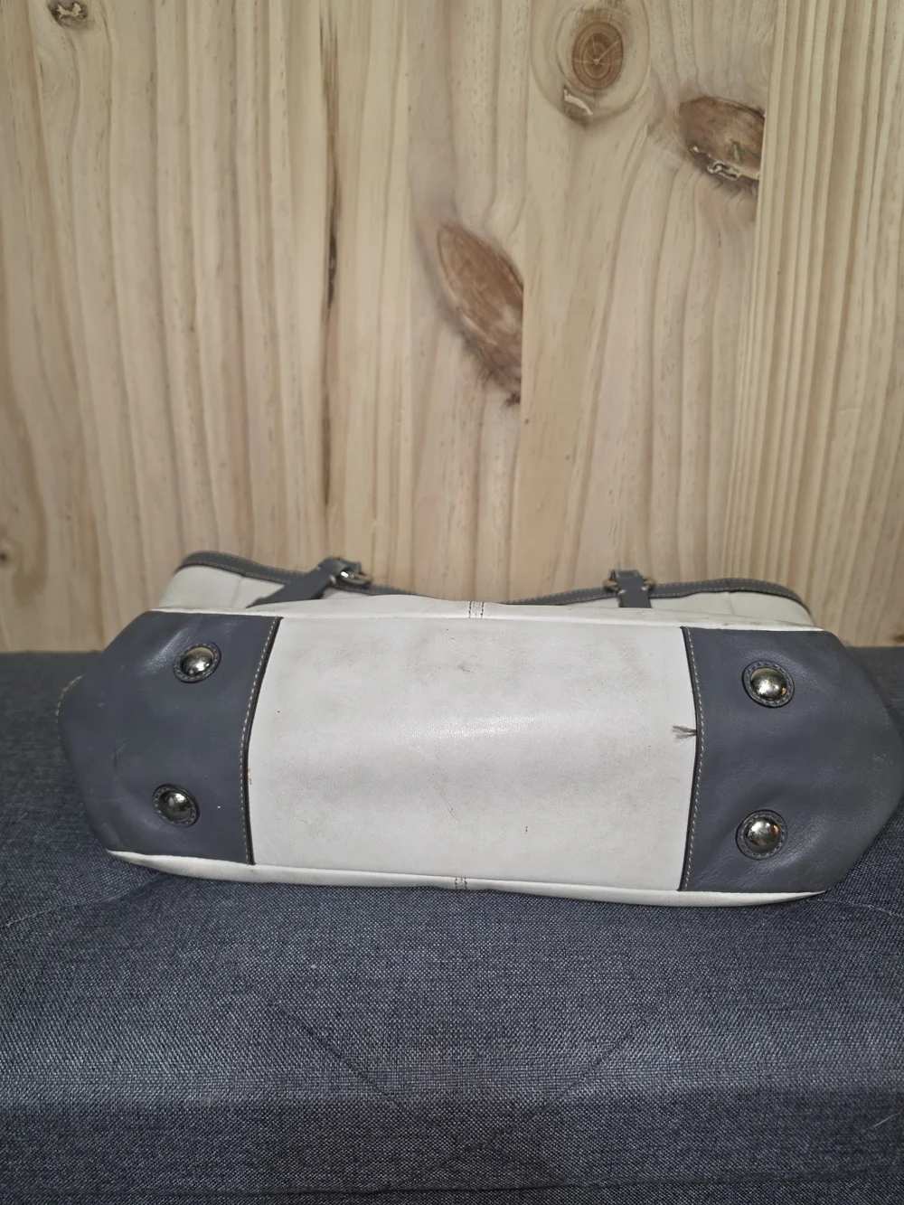 Coach Two-Tone Cream and Dark Brown Shoulder Bag